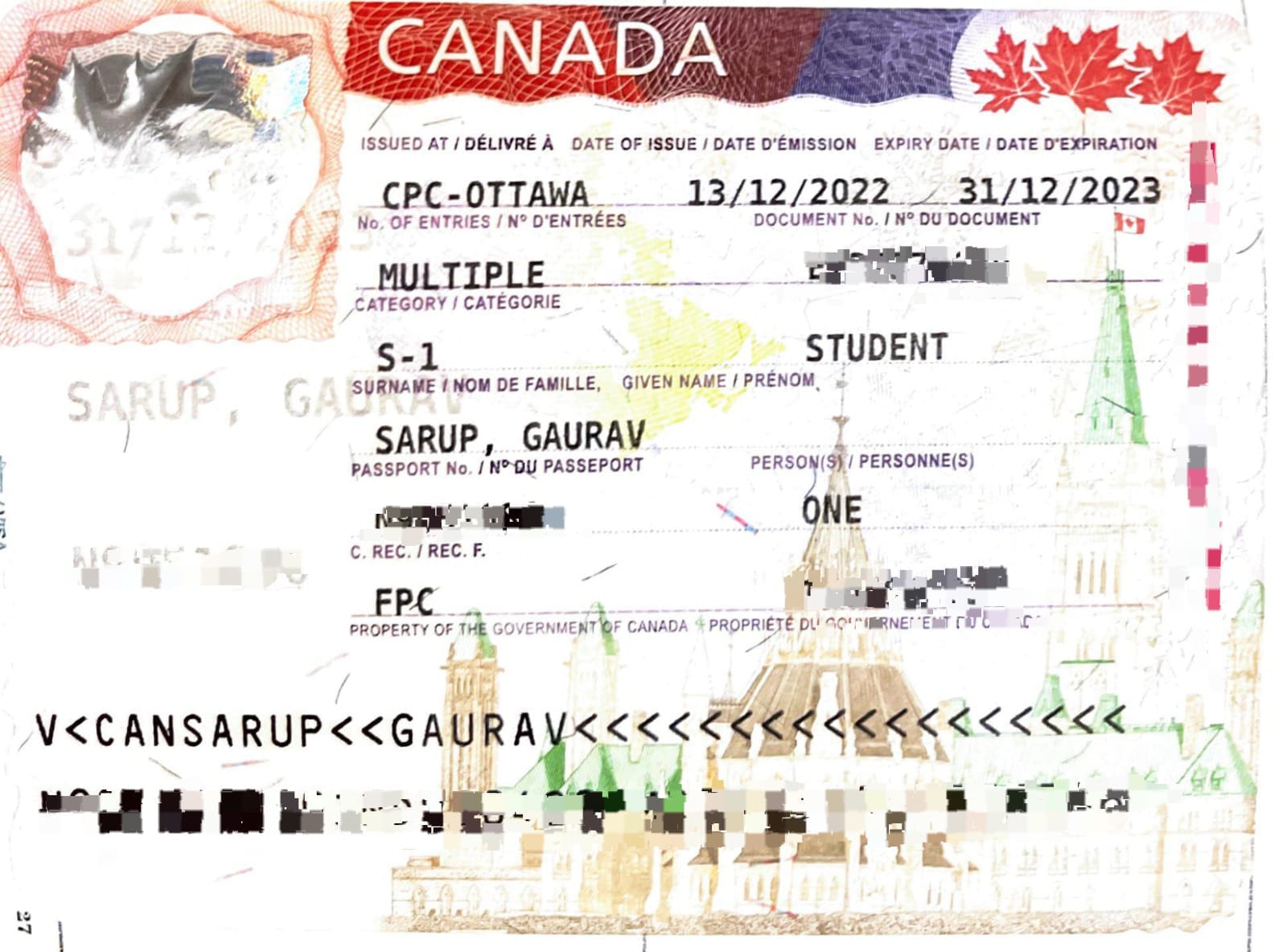 Canada Multiple Entry Student Visa